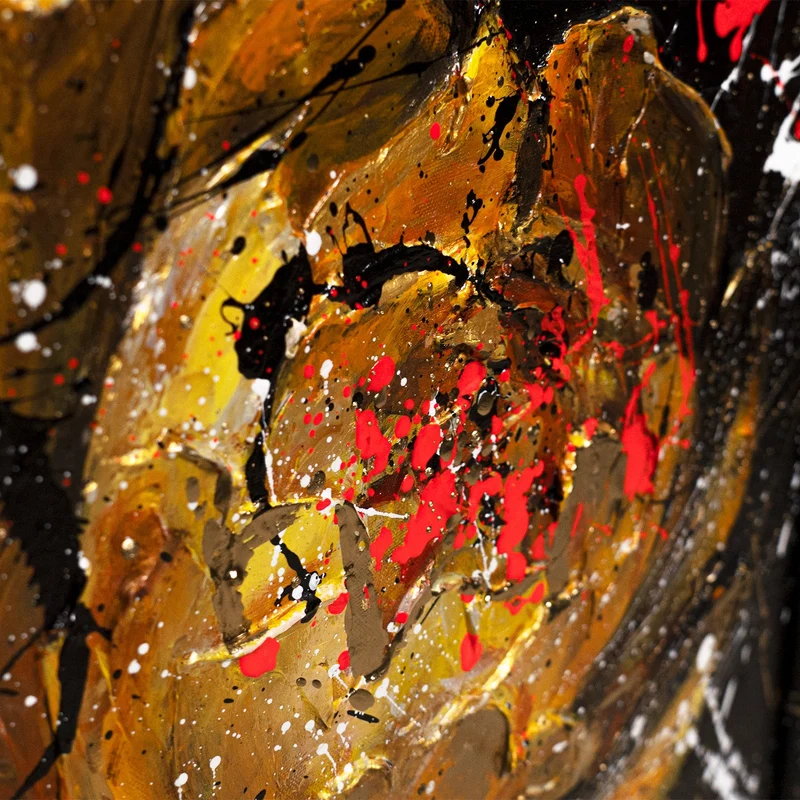 Handgemaltes Acrylbild "Samtiger Glanz" mit Goldakzenten