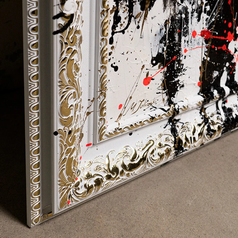 Handgemaltes Acrylbild "Samtiger Glanz" mit Goldakzenten