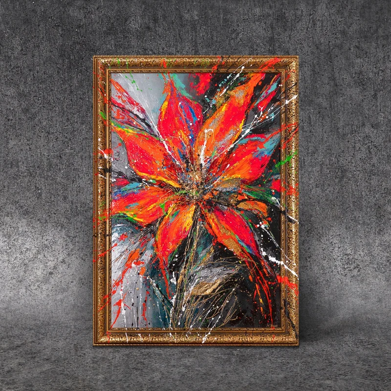 Modernes handgemaltes Acrylbild "Kraft der Blüte"