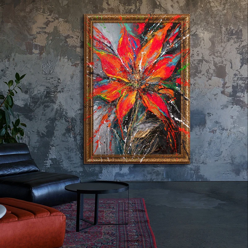 Modernes handgemaltes Acrylbild "Kraft der Blüte"
