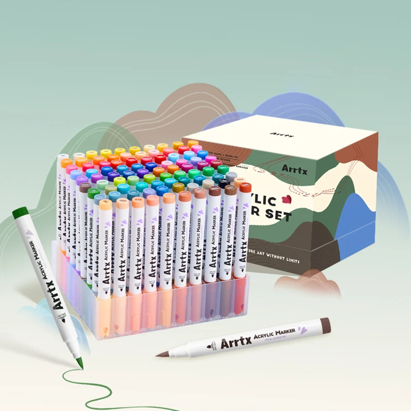 Arrtx 90A Colors Acrylic Marker Pens Paint Brushes