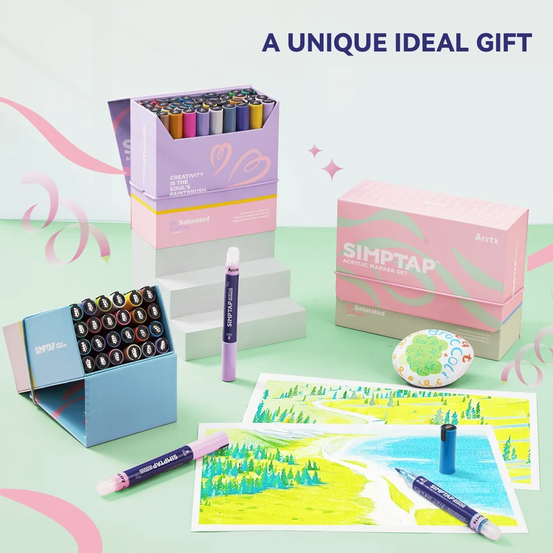 Arrtx Simptap Acrylic Markers 48 Colors Top Valve Action Paint Markers
