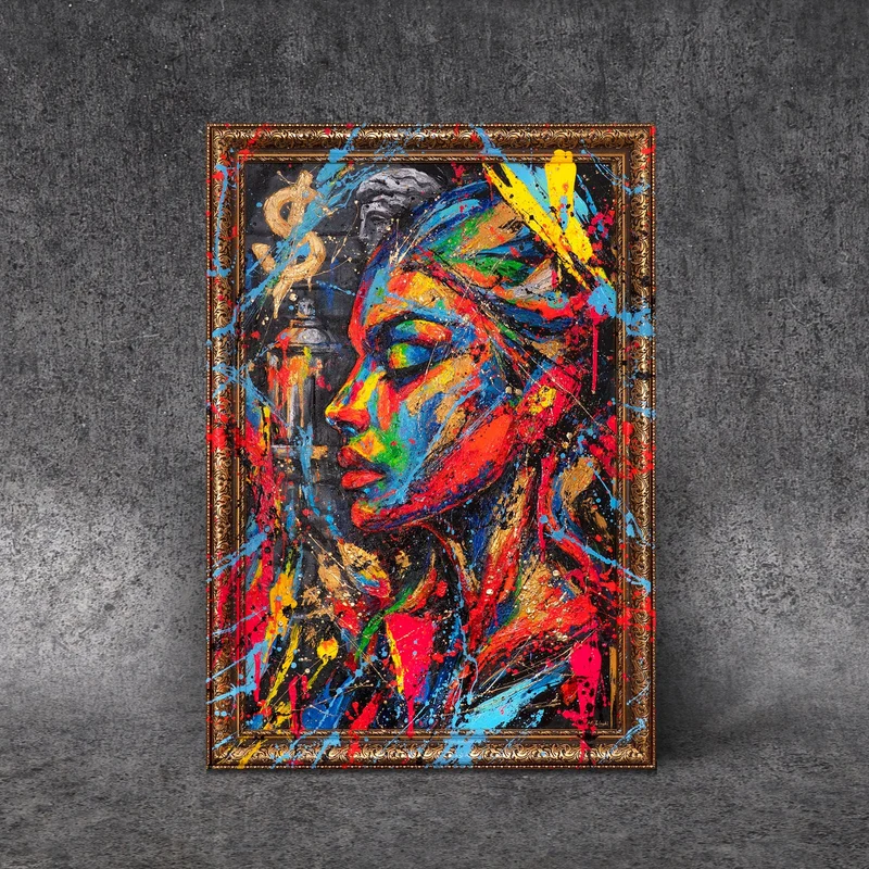 Handgemaltes Acrylbild "Muse der Stadt" – Moderne Wandkunst
