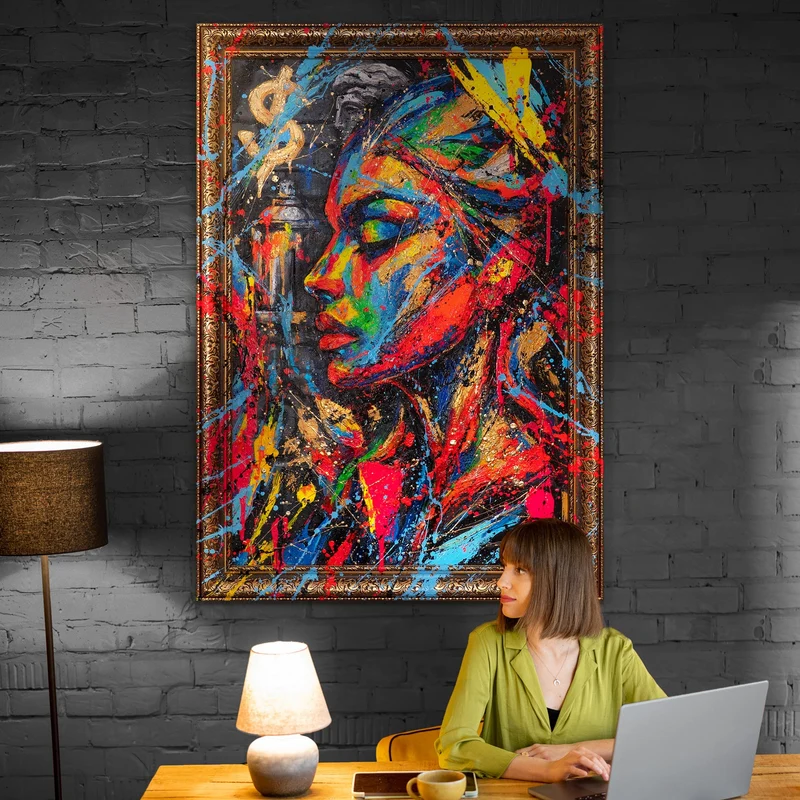 Handgemaltes Acrylbild "Muse der Stadt" – Moderne Wandkunst