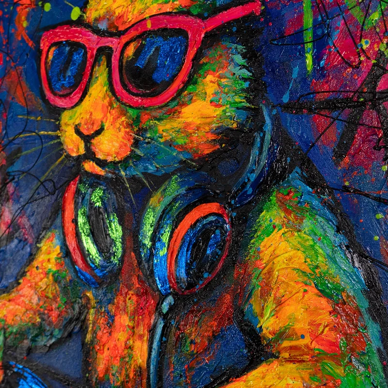 Handgemaltes Acrylbild "Party Hase" – Moderne Pop-Art Kunst