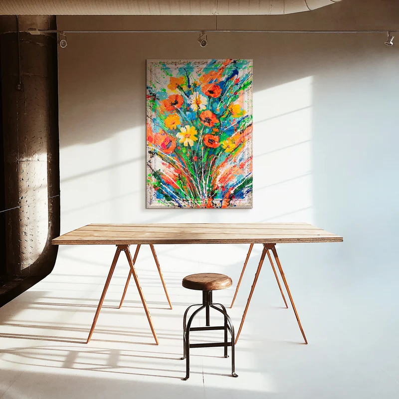 Handgemaltes florales Acrylbild "Wärme der Blütenblätter"