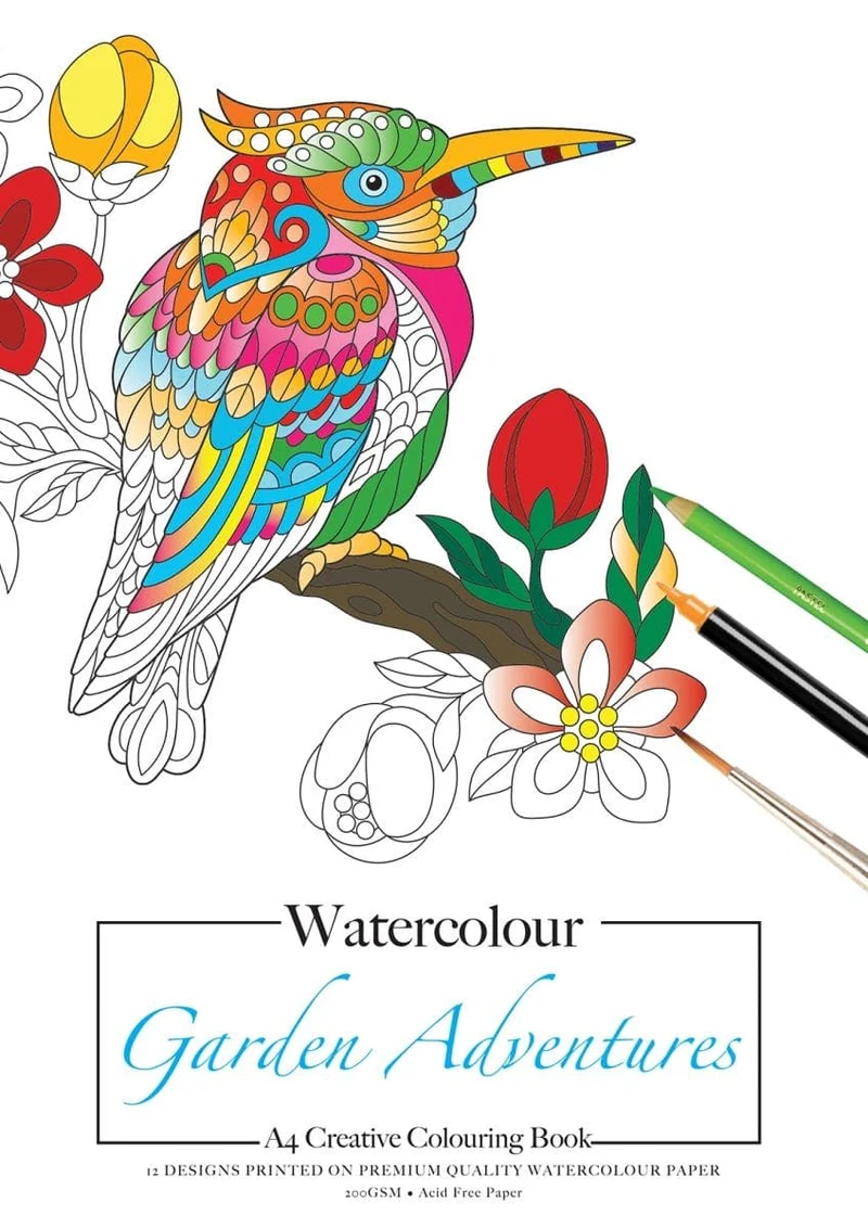 Jasart Watercolour Colouring Book Garden Adventure