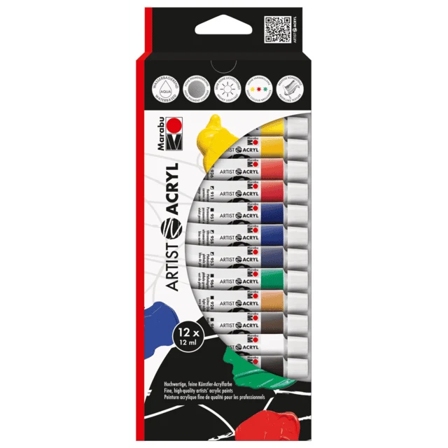 Artist Acrylic Set 12 x 12ml tubes
