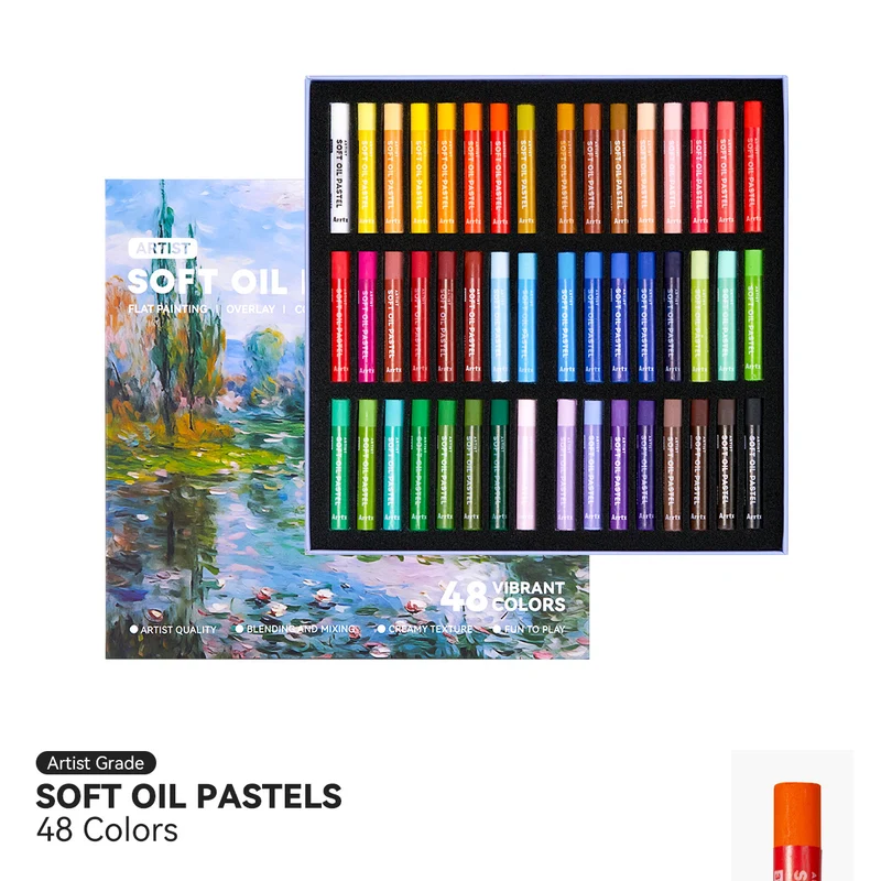 Arrtx 48 Colors Oil Pastels Smooth Drawing Pastel Set