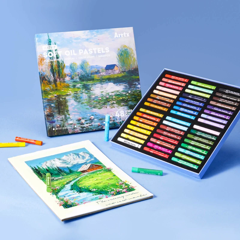 Arrtx 48 Colors Oil Pastels Smooth Drawing Pastel Set