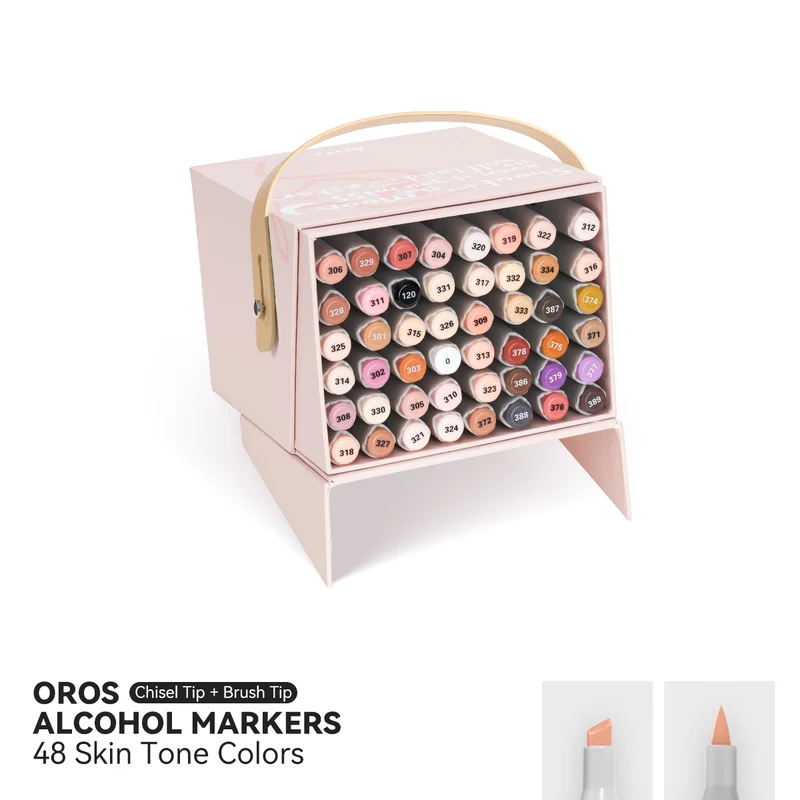 Arrtx OROS 48 Alcohol Markers Skin Tone Colors Paint Markers Dual Tip
