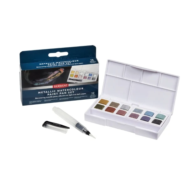 Derwent - Watercolour Paint Pan Metallic 12 Set
