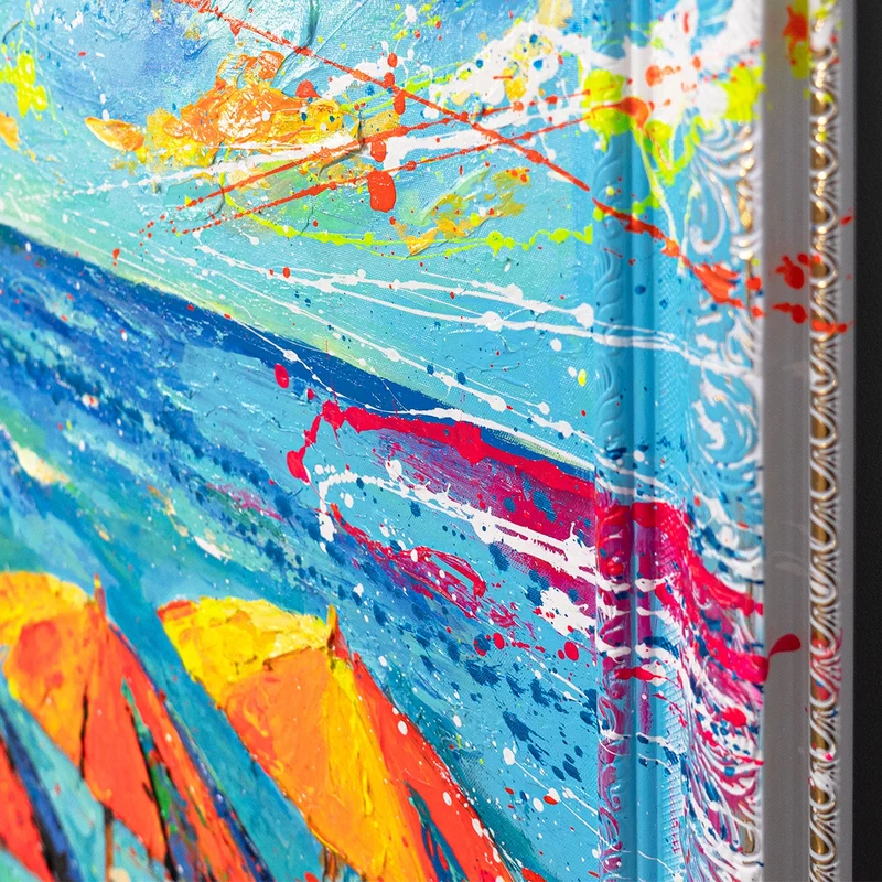 Handgemaltes abstraktes Acrylbild "Auf den Spuren der Sonne"