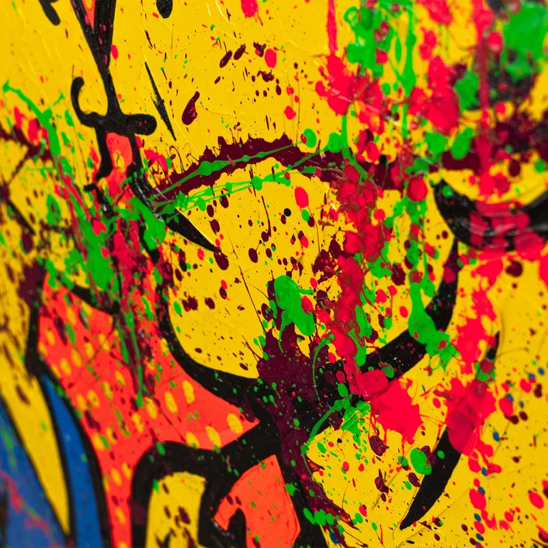 Handgemaltes Acrylbild "Farbiger Kuss" – Moderne Pop-Art