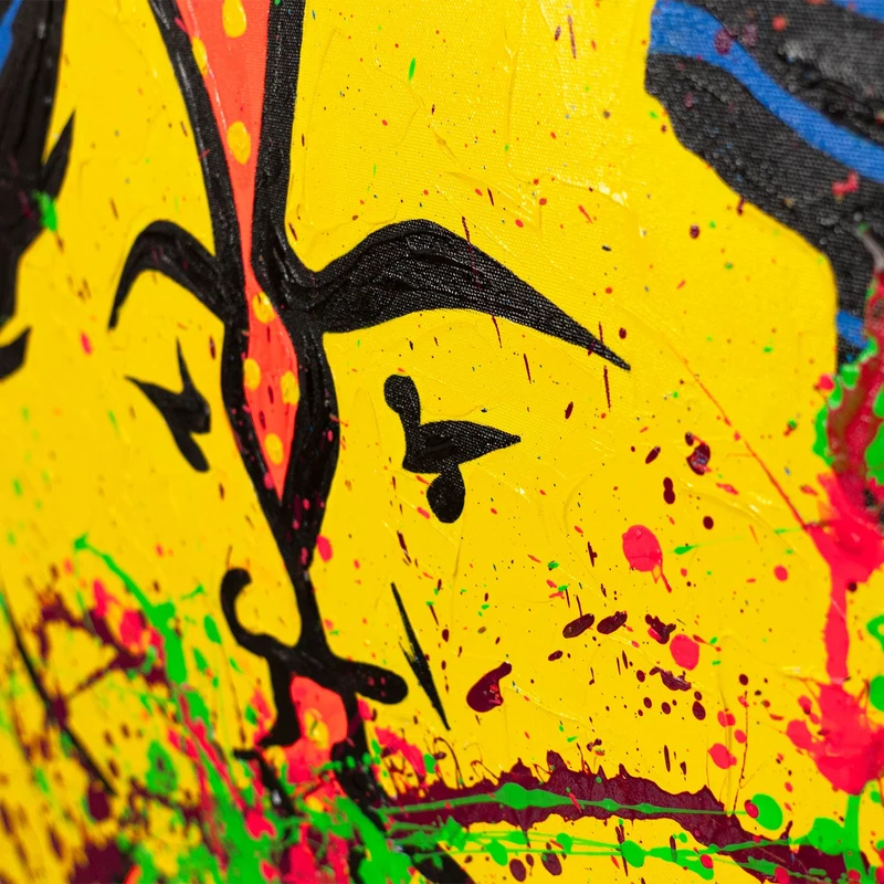 Handgemaltes Acrylbild "Farbiger Kuss" – Moderne Pop-Art