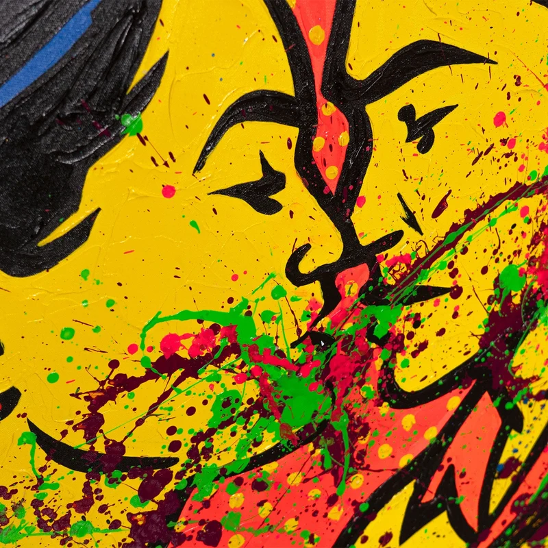 Handgemaltes Acrylbild "Farbiger Kuss" – Moderne Pop-Art