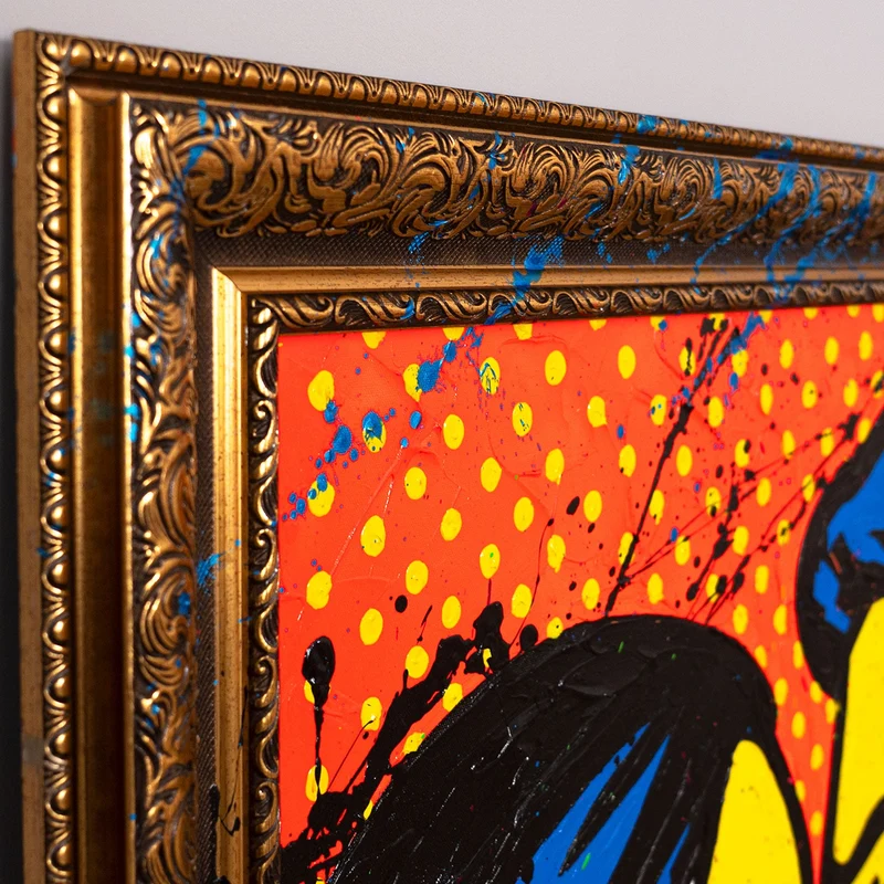 Handgemaltes Acrylbild "Farbiger Kuss" – Moderne Pop-Art