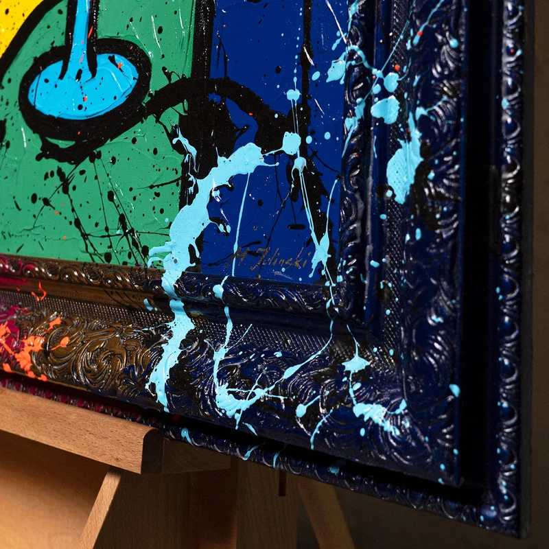 Handgemaltes Acrylbild "Dame in der Bar" – Moderne Wandkunst