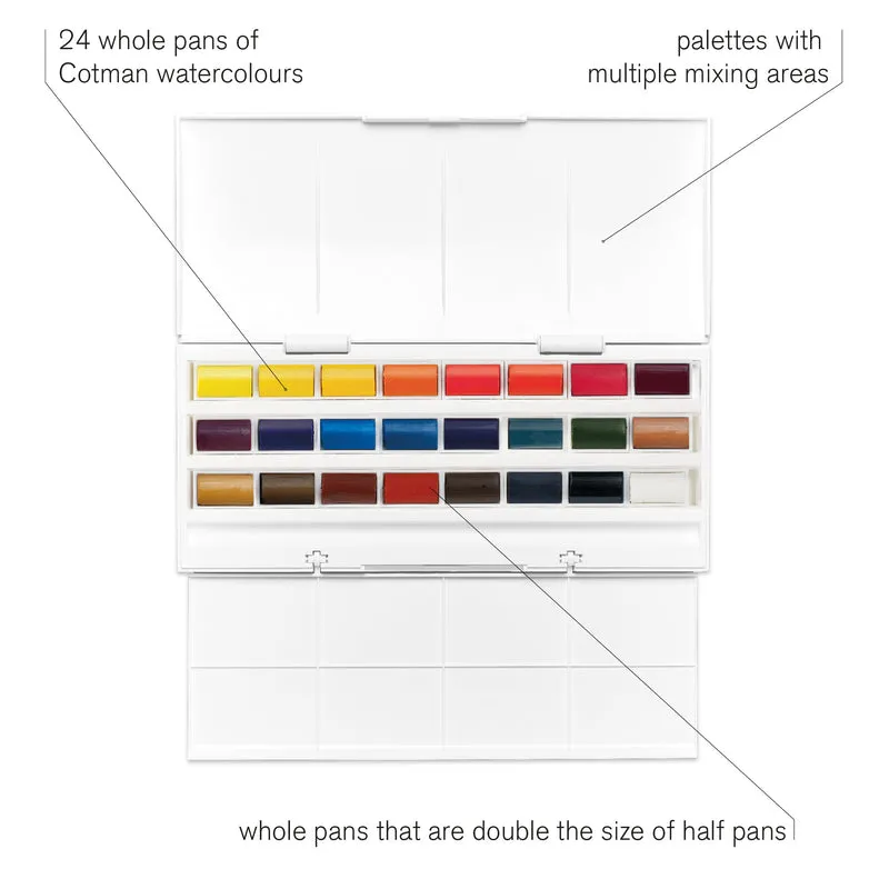 Winsor & Newton - Cotman - Watercolour Studio Set - 24 Whole Pans