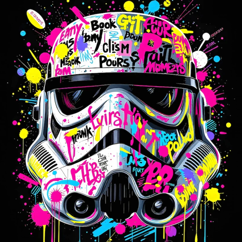Spannrahmenbild Stormtrooper Helm Graffiti Quadrat