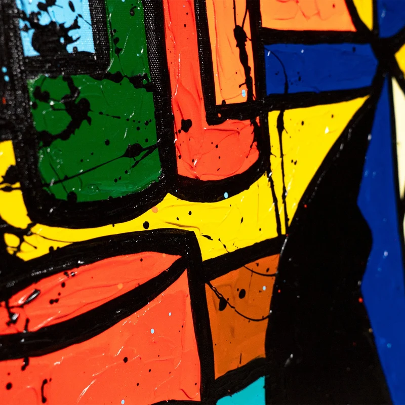 Handgemaltes Acrylbild "Portrait Bar" – Moderne Pop-Art Kunst
