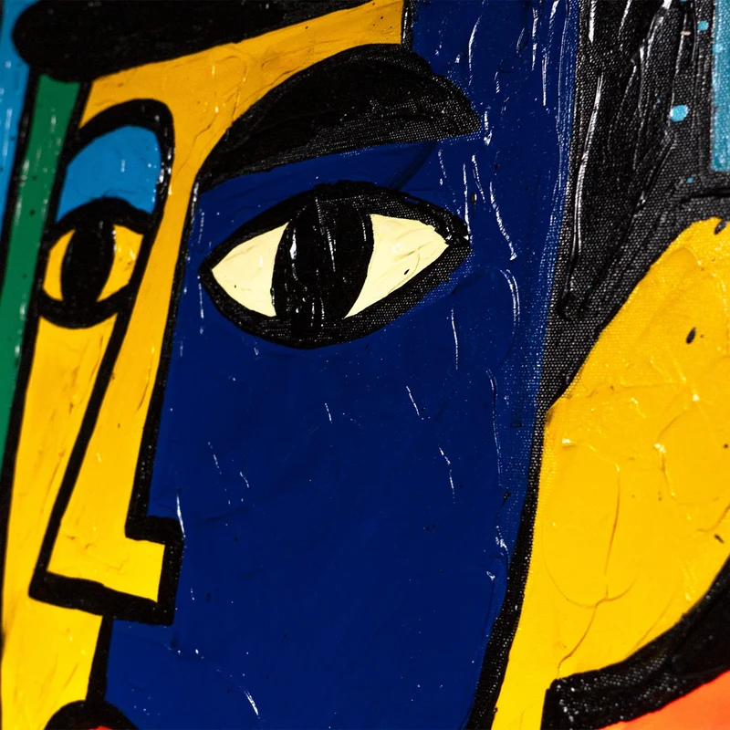 Handgemaltes Acrylbild "Portrait Bar" – Moderne Pop-Art Kunst