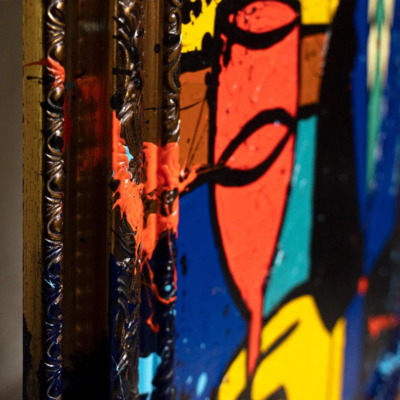 Handgemaltes Acrylbild "Portrait Bar" – Moderne Pop-Art Kunst