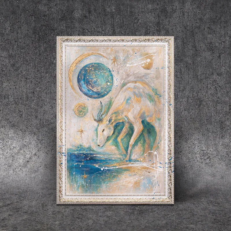 Handgemaltes Acrylbild "Mondwächter" – Mystische Tierkunst
