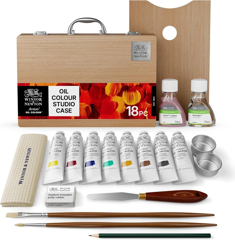 Winsor and Newton - Artists' Oil Colour - Wooden Box Studio Set
