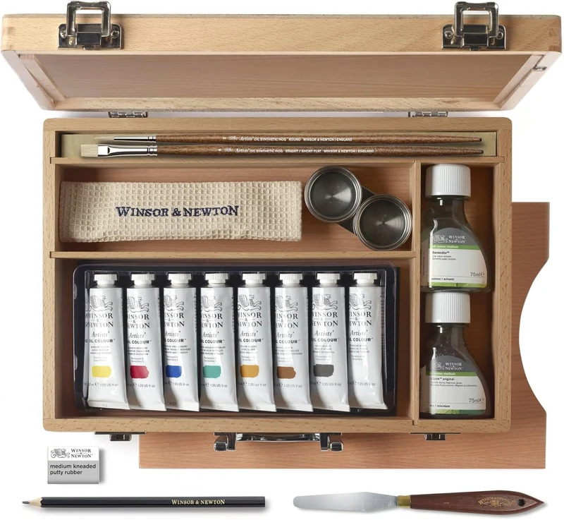 Winsor and Newton - Artists' Oil Colour - Wooden Box Studio Set