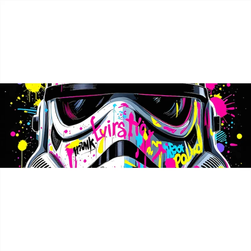 Aluminiumbild Stormtrooper Helm Graffiti Panorama