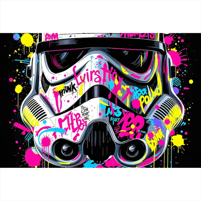 Acrylglasbild Stormtrooper Helm Graffiti Querformat