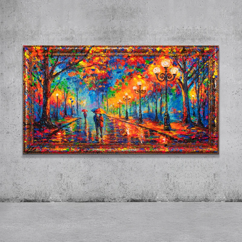 Handgemaltes Acrylbild "Abendspaziergang" – Romantische Wandkunst
