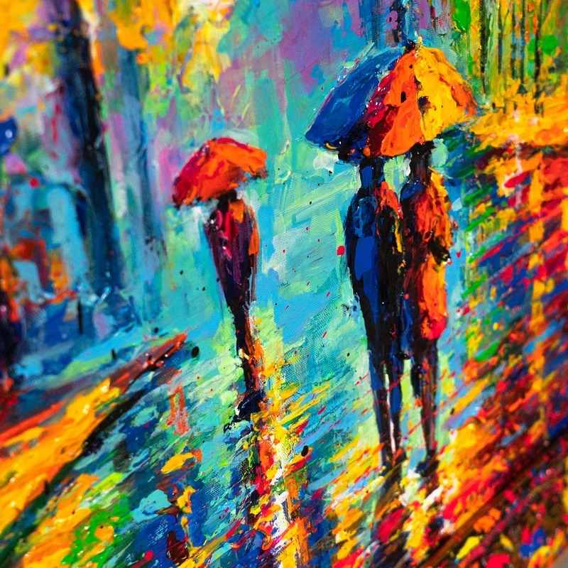 Handgemaltes Acrylbild "Abendspaziergang" – Romantische Wandkunst