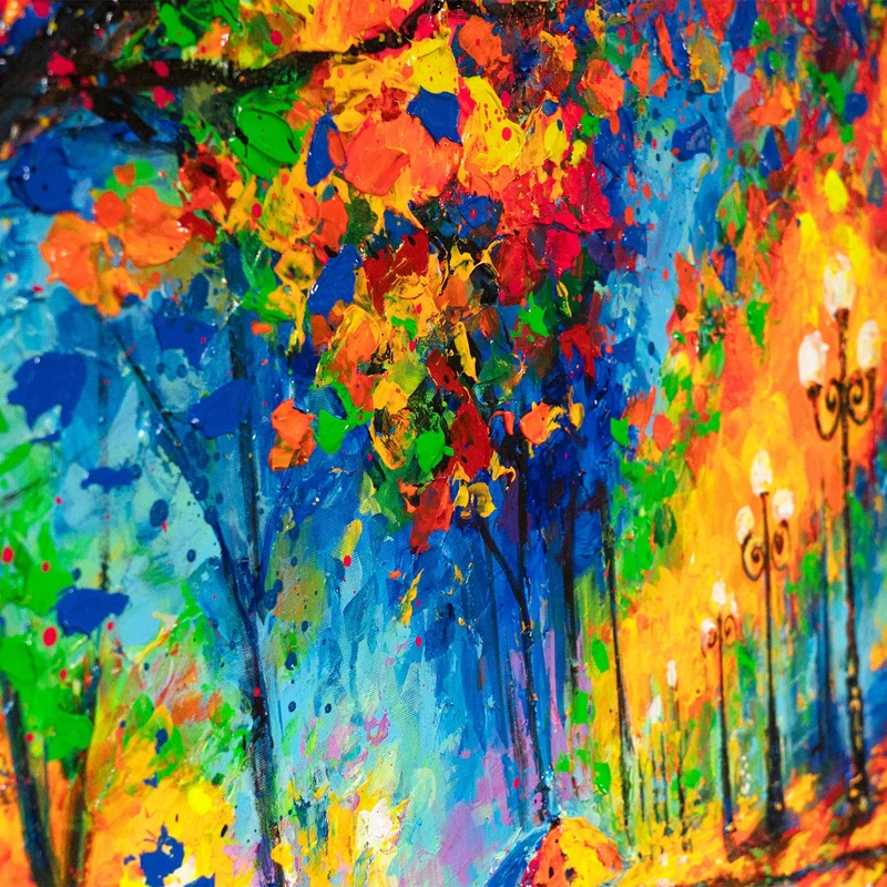Handgemaltes Acrylbild "Abendspaziergang" – Romantische Wandkunst