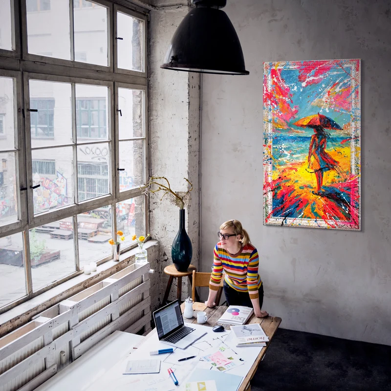 Handgemaltes Acrylbild "Sonne entgegen" – Strahlende Abstraktion
