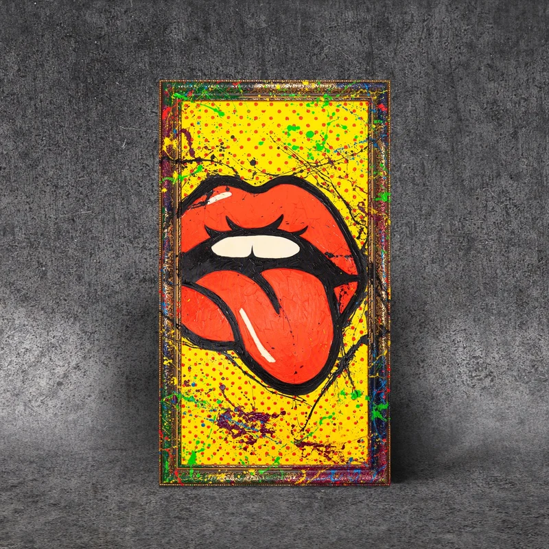 Handgemaltes Acrylbild "Wow" – Expressive Pop-Art Kunst