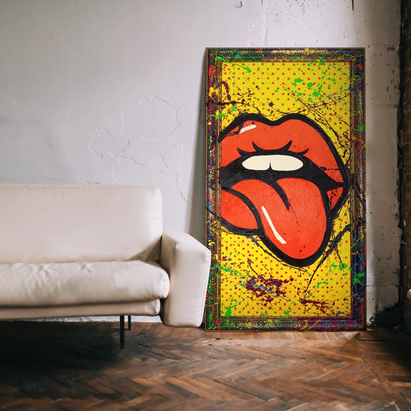 Handgemaltes Acrylbild "Wow" – Expressive Pop-Art Kunst