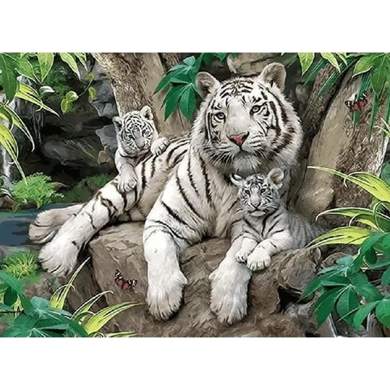 Malen nach Zahlen Drei Tiger im Wald