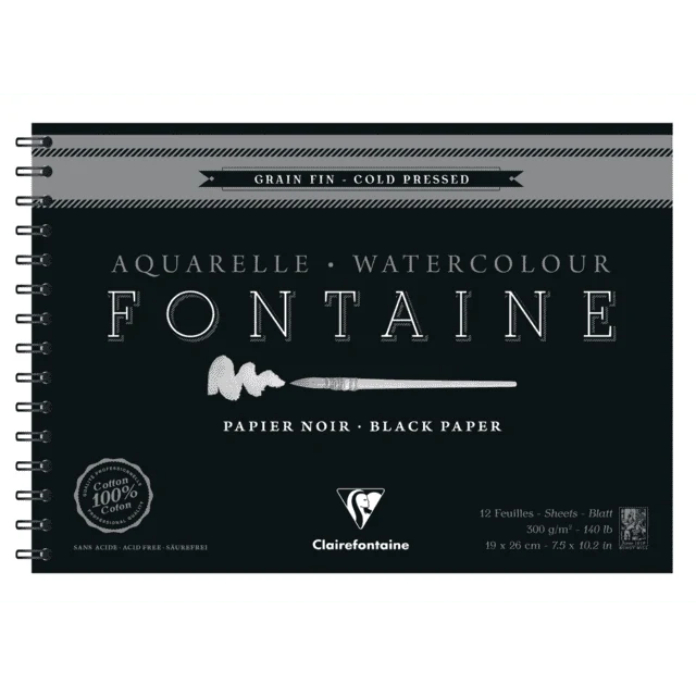 Fontaine Black Watercolour Pad 300gsm CP 19x26cm