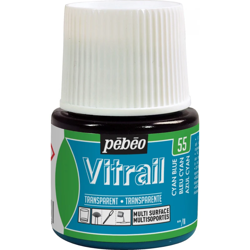 Pebeo - Vitrail - Glass & Tile Paint - Cyan Blue - 45ml