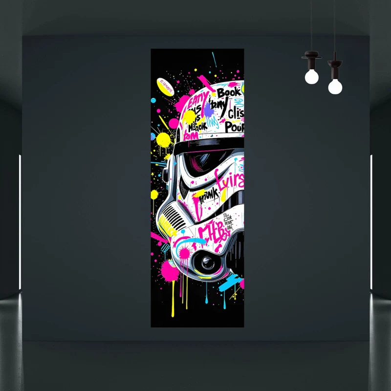 Spannrahmenbild Stormtrooper Helm Graffiti Panorama Hoch