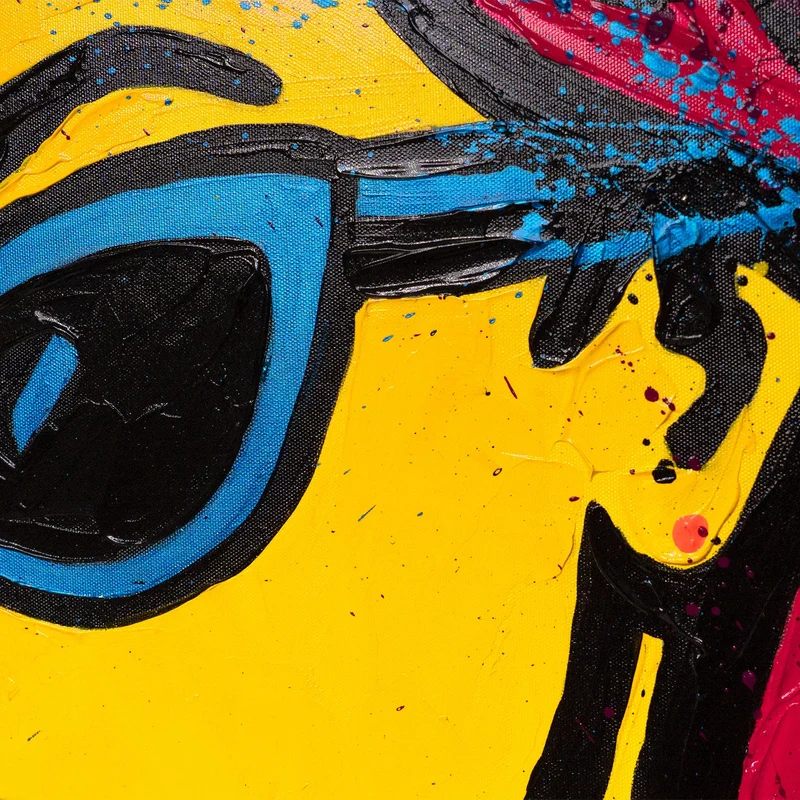 Handgemaltes Acrylbild "Miss Wow" – Moderne Pop-Art Porträtkunst