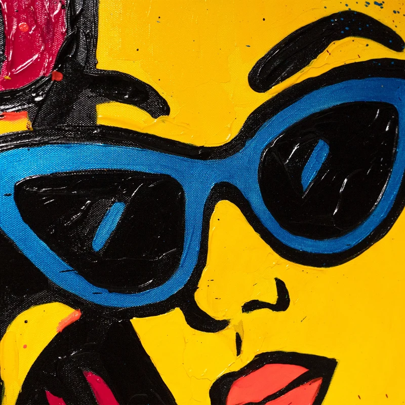 Handgemaltes Acrylbild "Miss Wow" – Moderne Pop-Art Porträtkunst