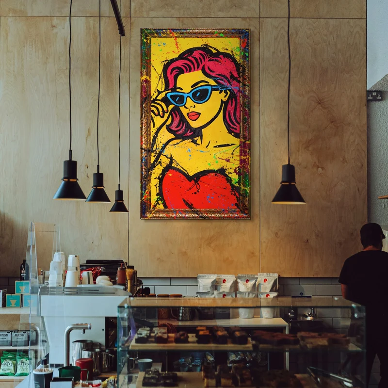 Handgemaltes Acrylbild "Miss Wow" – Moderne Pop-Art Porträtkunst