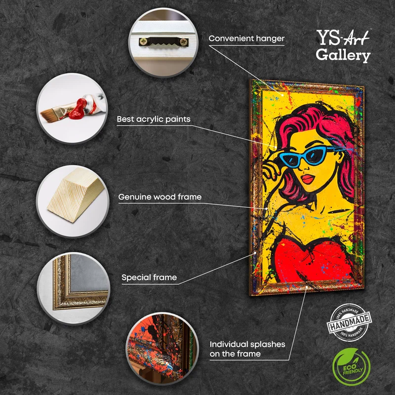 Handgemaltes Acrylbild "Miss Wow" – Moderne Pop-Art Porträtkunst