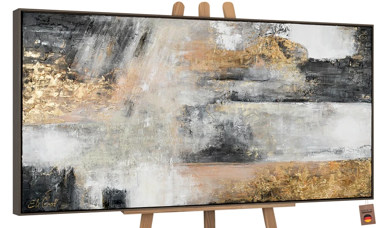 Abstrakte Leinwandbilder – Modernes Kunstwerk mit Acrylfarben mit Rahmen