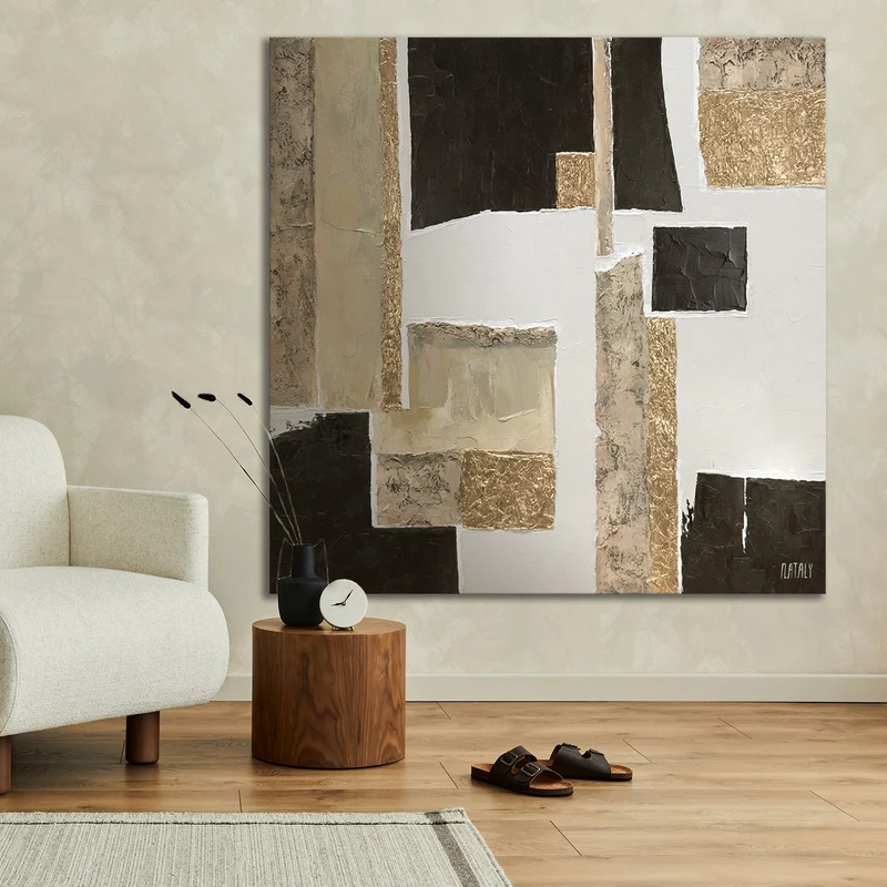 Handgemalte bilder auf leinwand für wohnzimmer "Charakter" 100x100cm