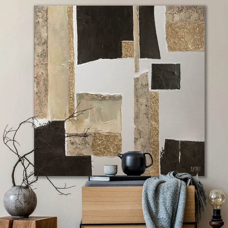 Handgemalte bilder auf leinwand für wohnzimmer "Charakter" 100x100cm