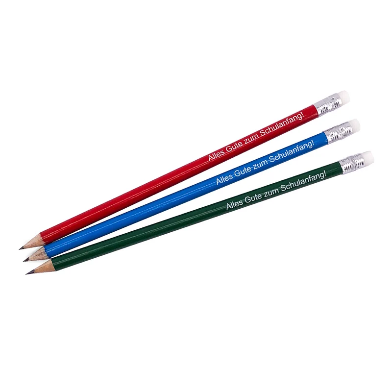 3er Bleistiftset mit Aufdruck "Alles Gute zum Schulanfang"